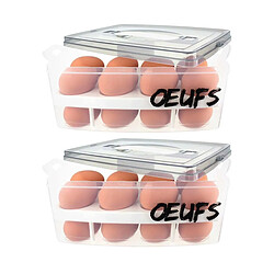 Easy Make Boite à oeufs en plastique 24 emplacements 2 étages (Lot de 2) couvercle gris.