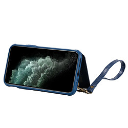 Wewoo Coque Pour iPhone 11 Pro Boucle Zipper Etui de protection antichoc avec support et fentes cartes et porte-monnaie et cadre photo Bleu pas cher