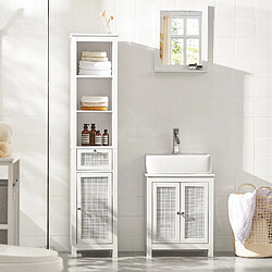 SoBuy BZR35-W Meuble sous-Lavabo Meuble sous-Vasque à 2 étages et 2 Portes Meuble de Rangement Placard de Rangement