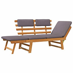 Acheter Maison Chic Chaise longue avec coussin | Bain de soleil Relax | Transat 2-en-1 190 cm Bois solide d'acacia -GKD30641