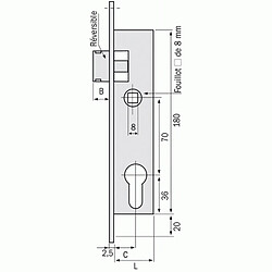 Serrure à larder 1 point bec-de-cane à cylindre européen axe 31 mm - Pour gâche électrique Métalux 9