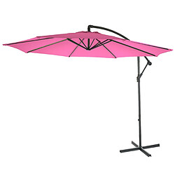 Decoshop26 Parasol déporté protection solaire Ø 3m inclinable polyester/acier 11kg rose sans support 04_0000936