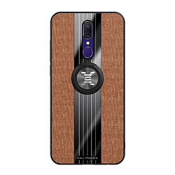 Wewoo Coque Souple Pour OPPO A9 XINLI Stitching Cloth Antichoc TPU Housse De Protection avec Anneau Titulaire Marron