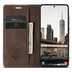 Etui en PU CASEME avec porte-carte café pour votre Samsung Galaxy S22 5G