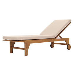 Mendler Bain de soleil HWC-N48, Bain de soleil de jardin Relax chaise longue, bois massif acacia certifié MVG ~ coussin crème-beige pas cher