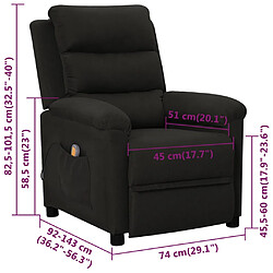 vidaXL Fauteuil de massage Noir Tissu pas cher