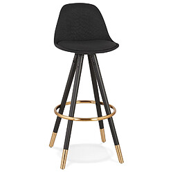 Alterego Tabouret de bar vintage 'GATO' en tissu et bois noir