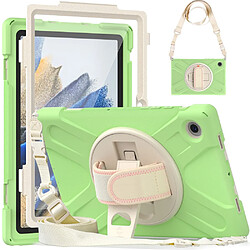 Coque en silicone avec béquille rotative et bandoulière Matcha vert pour votre Samsung Galaxy Tab A8 10.5 (2021)