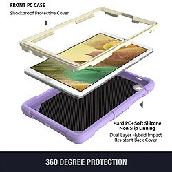 Coque en TPU + silicone avec béquille en forme de papillon et bandoulière beige/violet clair pour votre Samsung Galaxy Tab A7 Lite 8.7 pouces