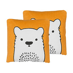 Beliani Lot de 2 coussins WARANASI Bouclé 45 x 45 cm Animal Orange