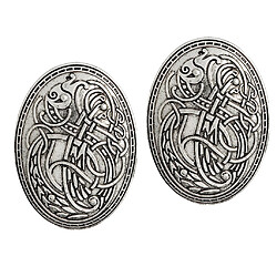 2pcs Norvégien Symbole de Bouclier Viking Médiéval Broche Ovale Châle Pull Broche