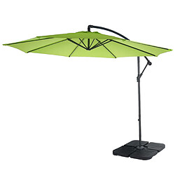 Decoshop26 Parasol déporté protection solaire Ø 3m inclinable polyester/acier 11kg citron vert avec support 04_0000941