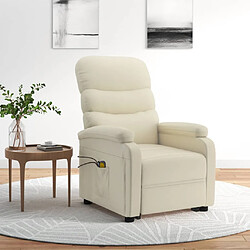 vidaXL Fauteuil de massage Blanc crème Similicuir