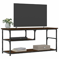 Avis Maison Chic Meuble TV scandinave - Banc TV pour salon chêne marron 103x38x46,5cm bois d'ingénierie et acier -MN58637