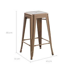 Rendez Vous Deco Tabouret de bar mi-hauteur Indus cuivre mat 66cm (lot de 2)