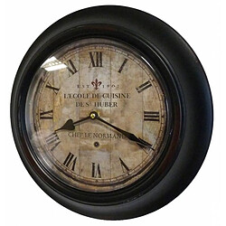 L'Héritier Du Temps Horloge Murale en Fer avec Vitre en Plexiglass Pendule de Cuisine Ecole De Cuisine St Huber Noir 4x32x32cm