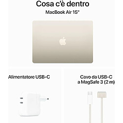 Acheter Apple MacBook Air Ordinateur portable 38,9 cm (15.3') Apple M M3 8 Go 512 Go SSD Wi-Fi 6E (802.11ax) macOS Sonoma Beige