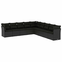 Maison Chic Salon de jardin 9 pcs avec coussins | Ensemble de Table et chaises | Mobilier d'Extérieur noir résine tressée -GKD15641