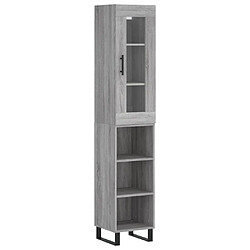 vidaXL Buffet haut Sonoma gris 34,5x34x180 cm Bois d'ingénierie