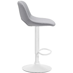 Decoshop26 Tabouret de bar chaise haute x1 avec repose-pieds en PVC gris piètement métallique blanc 10_0004587