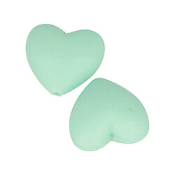 Artemio 2 perles silicone coeur - 29 x 19 x 12 mm - vert d'eau