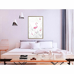 Paris Prix Affiche Murale Encadrée Flamingos and Triangles 40 x 60 cm Or