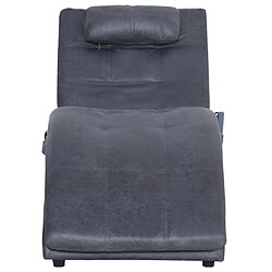 Maison Chic Chaise longue de massage avec oreiller| Bain de soleil Relax | Transat Gris Similicuir daim -GKD91880 pas cher