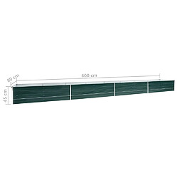 vidaXL Lit surélevé de jardin Acier galvanisé 600x80x45 cm Vert pas cher