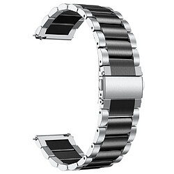 Bracelet en métal 20 mm, fermeture rapide, noir/argent pour votre Garmin Vivomove 3/Garminmove 3