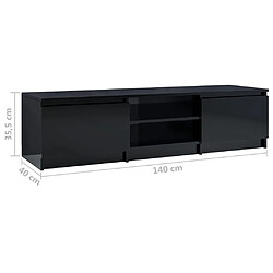 vidaXL Meuble TV Noir brillant 140x40x35,5 cm Bois d'ingénierie pas cher