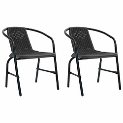 Maison Chic Lot de 2 Chaises de jardin,Fauteuil d'extérieur Plastique Rotin et acier 110 kg -MN43050