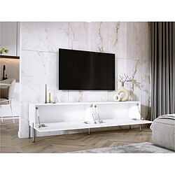 Acheter 3XELIVING Meuble TV en couleur Blanc mat avec pieds droits en chrome, D: l : 170 cm, H : 52 cm, P : 32 cm