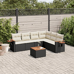 vidaXL Salon de jardin 7 pcs avec coussins noir résine tressée