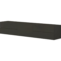 Alter Meuble TV de salon, Made in Italy, Meuble TV avec 1 porte et 4 tiroirs, 170x40h35 cm, couleur anthracite brillant