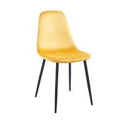 Hooma Lot de 4 chaises scandinaves confortables en velours et métal - Jaune pas cher