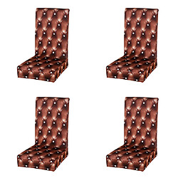 4pcs élastique extensible housse de chaise à manger housse de coussin café