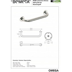 Bemeta - Maison De La Tendance Barre de maintien OMEGA en chrome 35,5x5,5x7,5cm