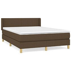 Maison Chic Lit adulte- Lit + matelas,Sommier à lattes de lit avec matelas Marron foncé 140x200 cm -GKD53576