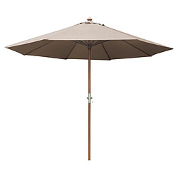 Proloisirs Parasol en bois 350 cm avec manivelle June taupe.