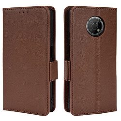 Etui en PU texture litchi avec support, marron pour Nokia G300