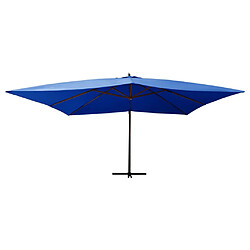 Helloshop26 Parasol meuble de jardin en porte-à-faux avec mât en bois 400 x 300 cm bleu azuré 02_0008625