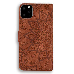 Avis Wewoo Coque Étui en cuir gaufré à double rabattement avec motif pour mollet et emplacements cartes de crédit iPhone 11 6.1 pouces Marron