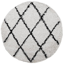 vidaXL Tapis shaggy à poils longs moderne crème et noir Ø 100 cm