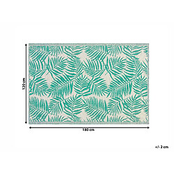 Beliani Tapis extérieur vert émeraude au motif feuilles de palmier 120 x 180 cm KOTA