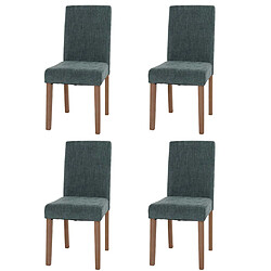 Decoshop26 Lot de 4 chaises de salle à manger dossier haut en tissu bouclé vert pieds clair 04_0007519