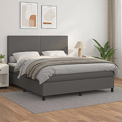 vidaXL Sommier à lattes de lit avec matelas Gris 160x200 cm Similicuir