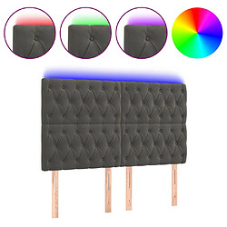 vidaXL Tête de lit à LED Gris foncé 144x7x118/128 cm Velours