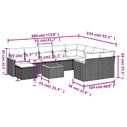 Avis Maison Chic Salon de jardin 11 pcs avec coussins | Ensemble de Table et chaises | Mobilier d'Extérieur gris résine tressée -GKD95991