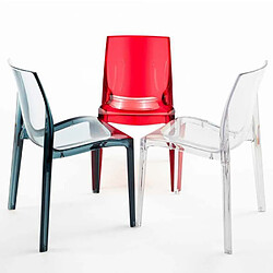 Chaise transparent Salle à Manger bar Femme Fatale Grand Soleil Design en polycarbonate, Couleur: Rouge transparent pas cher