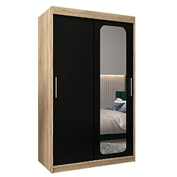 Abiks Meble Armoire PROMO T2 À Portes Coulissantes 200/120/62 2 Portes (Sonoma/Noir)